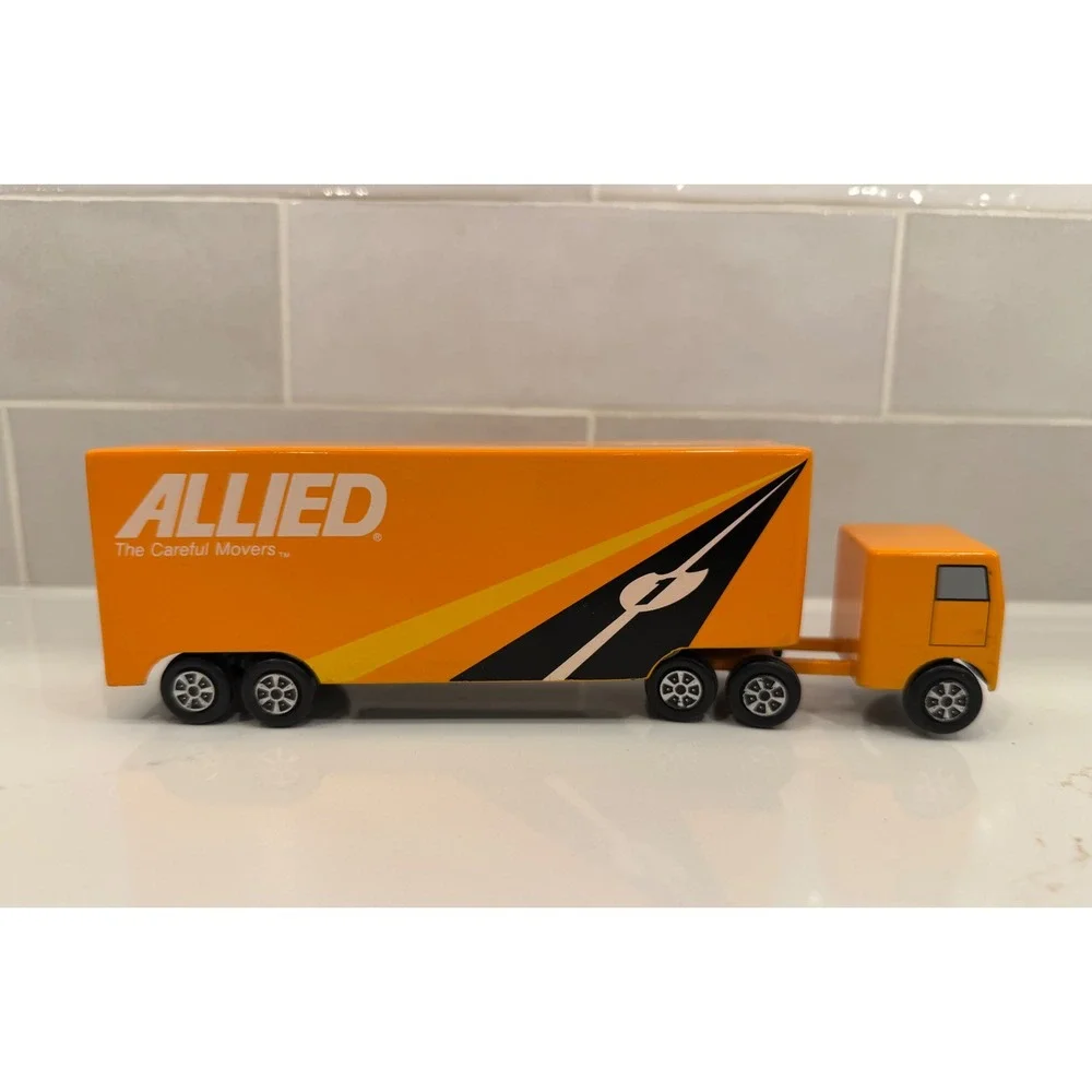 Vtg Ralstoy 20/26 Allied Van Lines Semi Toy Truck‎ Trailer Diecast Orange USA